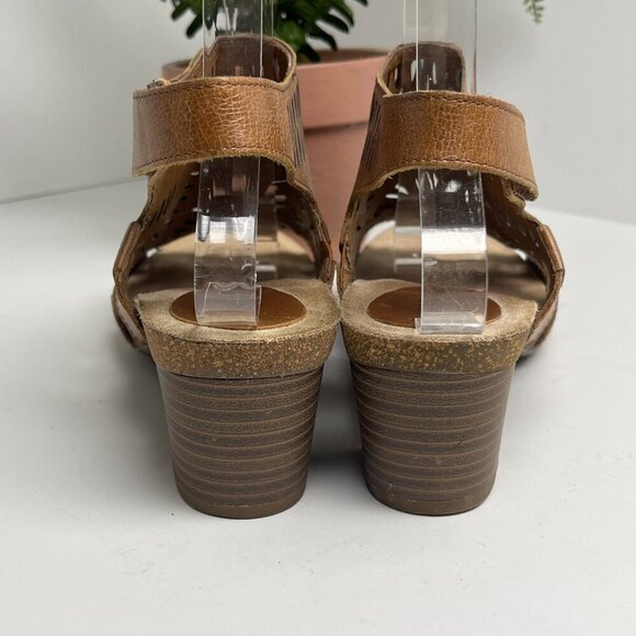 Josef Seibel Sandals Brown Heel Cut-out Sunny Leather 39 US 8 Velcro Strap - Picture 3 of 8